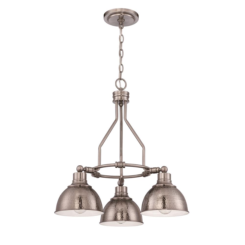 Craftmade 35923-AN Timarron 3 Light Down Chandelier in Antique Nickel with Hammered Metal